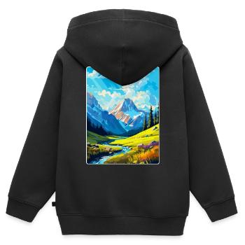 Berge Polen Vintage Reise Poster WPA - Kinder Premium Organic Zip Hoodie - Schwarz - Hinten - AI Model Kid Male (0cm)