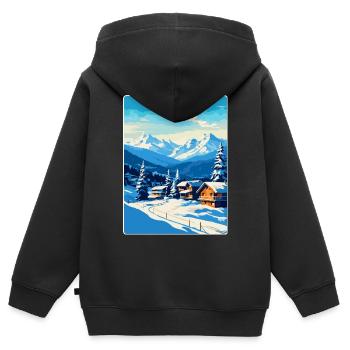 Kitzbühel Österreich Vintage Reiseplakat Souvenir - Kinder Premium Organic Zip Hoodie - Schwarz - Hinten - AI Model Kid Male (0cm)
