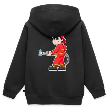 Feuerwehrmann - Kinder Premium Organic Zip Hoodie - Schwarz - Hinten - AI Model Kid Male (0cm)