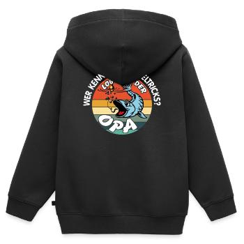 Opa mit Opa. Opa kennt alle Angeltricks - Kinder Premium Organic Zip Hoodie - Schwarz - Hinten - AI Model Kid Male (0cm)