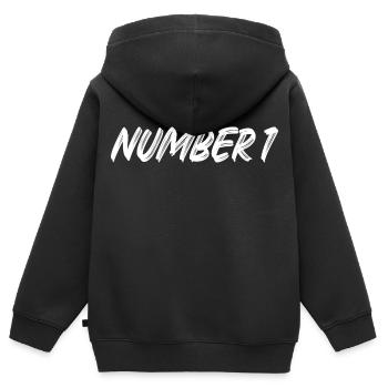 Number 1 - eins - erster - erste - 1 - Nummer 1 - Kinder Premium Organic Zip Hoodie - Schwarz - Hinten - AI Model Kid Male (0cm)