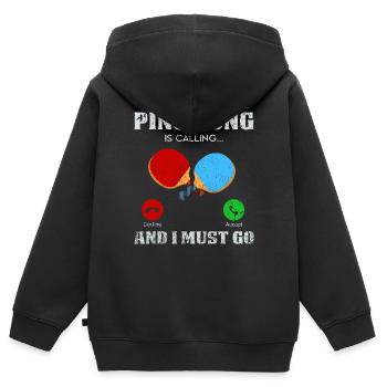 Ping Pong Ruf: Jetzt Losgehen - Kinder Premium Organic Zip Hoodie - Schwarz - Hinten - AI Model Kid Male (0cm)