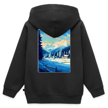 Kitzbühel Österreich Vintage Reiseplakat Souvenir - Kinder Premium Organic Zip Hoodie - Schwarz - Hinten - AI Model Kid Male (0cm)