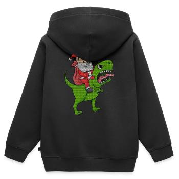 Weihnachten Dinosaurier Ugly Christmas Effekt - Kinder Premium Organic Zip Hoodie - Schwarz - Hinten - AI Model Kid Male (0cm)