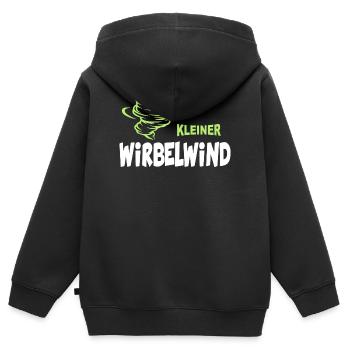 Baby Kinder Wirbelwind Sprüche Lustig - Kinder Premium Organic Zip Hoodie - Schwarz - Hinten - AI Model Kid Male (0cm)