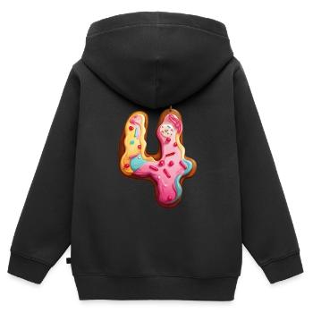 NUMMER 4 KUCHEN SWEET 4. GEBURTSTAG - Kinder Premium Organic Zip Hoodie - Schwarz - Hinten - AI Model Kid Male (0cm)