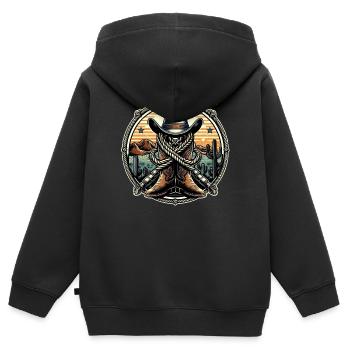 Logo de l’Ouest 1 - Sweat Premium à capuche zippé enfant bio - noir - Dos - AI Model Kid Male (0cm)
