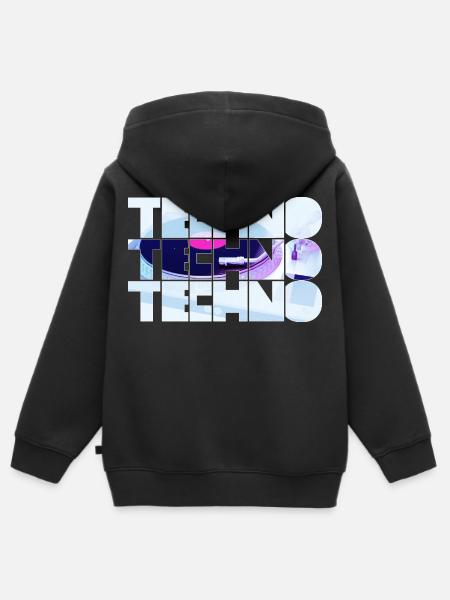 Techno Neon Grid Design - Kinder Premium Organic Zip Hoodie - Schwarz