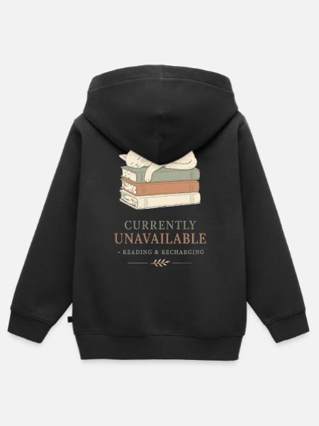 Schläfrige Katze auf Büchern - Kinder Premium Organic Zip Hoodie - Schwarz