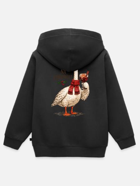 Na Zdrowie polnisches Weihnachtsgans-Design - Kinder Premium Organic Zip Hoodie - Schwarz