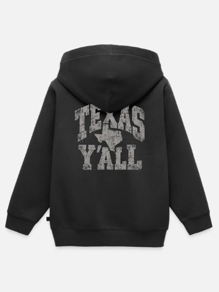 Texas Yall Distressed State Tee - Kinder Premium Organic Zip Hoodie - Schwarz