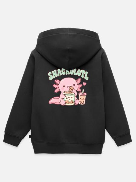 Snackolotl Kawaii Snackmotiv - Kinder Premium Organic Zip Hoodie - Schwarz