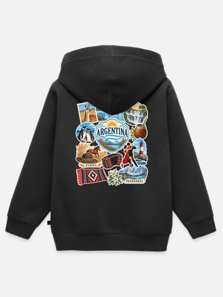 Argentinien Reisesticker - Kinder Premium Organic Zip Hoodie - Schwarz