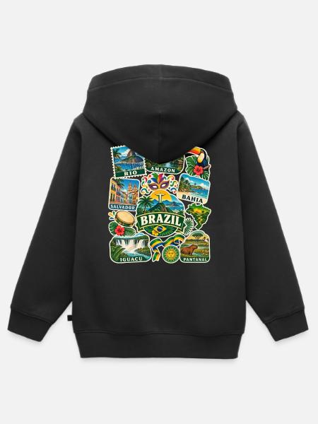 Brasilien Reisesticker - Kinder Premium Organic Zip Hoodie - Schwarz