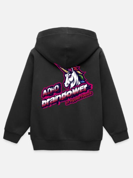 ADHS-Hyperfokus-Club, Neurodiversitäts-Superkraft - Kinder Premium Organic Zip Hoodie - Schwarz