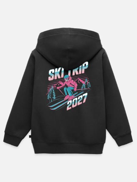 Skireise 2027 Neon Retro - Kinder Premium Organic Zip Hoodie - Schwarz