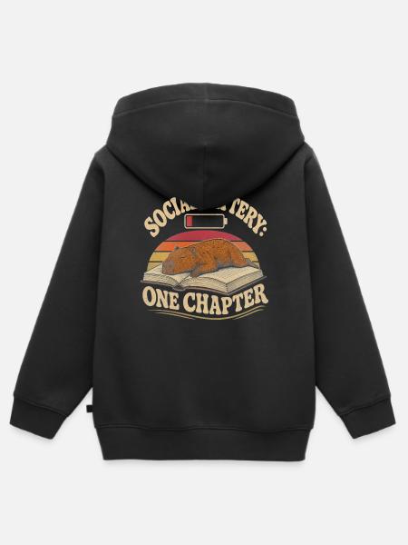 Capybara Bücherwurm Introvertiert - Kinder Premium Organic Zip Hoodie - Schwarz