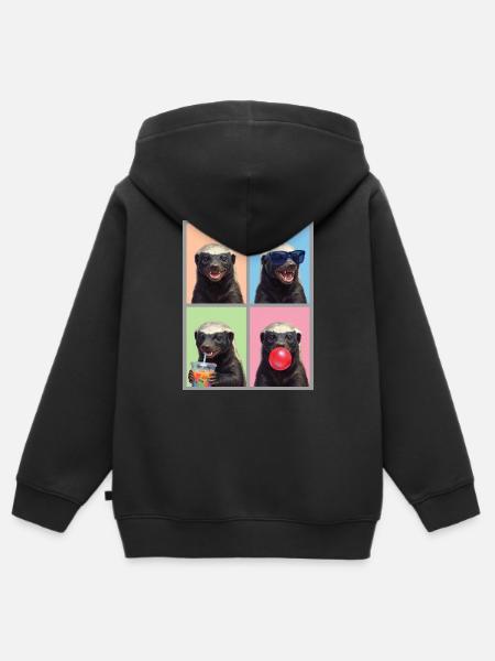 Honey Badger Honigdachs - Kinder Premium Organic Zip Hoodie - Schwarz