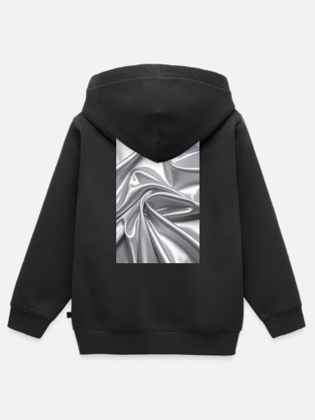 Silberne Satinwellen Stofffluss - Kinder Premium Organic Zip Hoodie - Schwarz