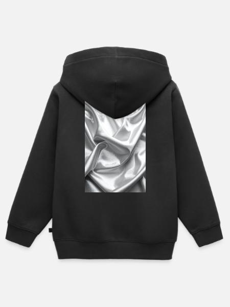 Silber Satin Falten - Kinder Premium Organic Zip Hoodie - Schwarz