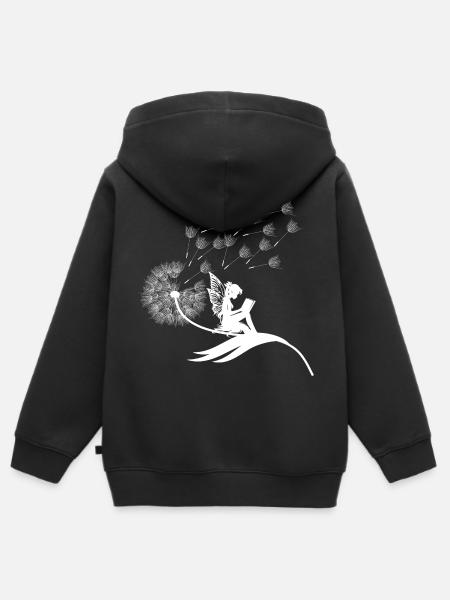 Schmetterlingdesign Pusteblumen Wiese Herzen Feen - Kinder Premium Organic Zip Hoodie - Schwarz