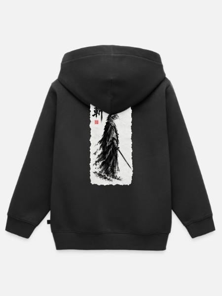 Samurai Katzensamurai  - Kinder Premium Organic Zip Hoodie - Schwarz