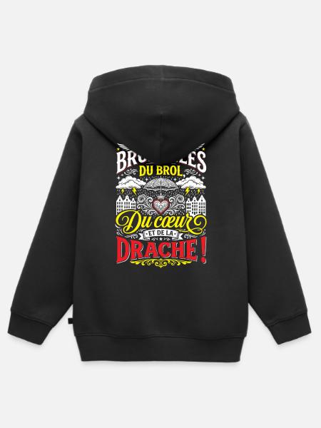 Brüssel: Brol, Herz und Bagger - Kinder Premium Organic Zip Hoodie - Schwarz