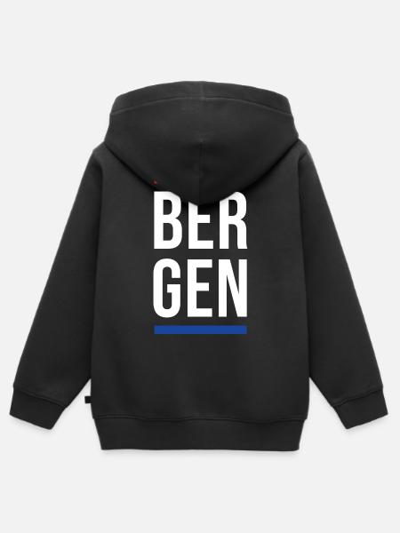 Bergen Bold Block-Typografie - Kinder Premium Organic Zip Hoodie - Schwarz