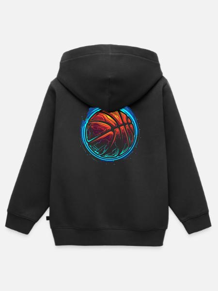 Basketball Ball Steamwave - Kinder Premium Organic Zip Hoodie - Schwarz