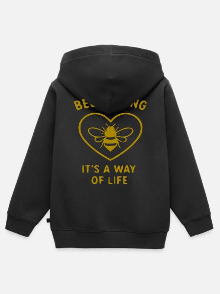 Beekeeping Lebensstil Herz - Kinder Premium Organic Zip Hoodie - Schwarz