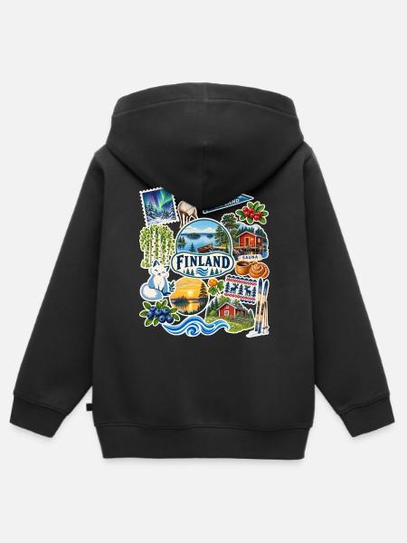Finnland Reisesticker - Kinder Premium Organic Zip Hoodie - Schwarz