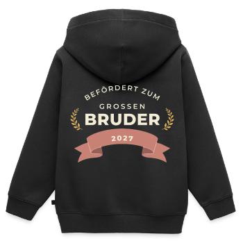 Befördert zum großen Bruder 2027 – Abzeichen - Kinder Premium Organic Zip Hoodie - Schwarz - Hinten - AI Model Kid Male (0cm)