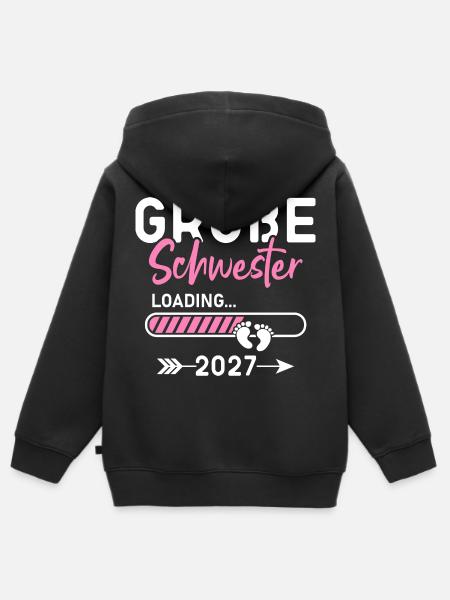 Große Schwester Loading 2027 - Kinder Premium Organic Zip Hoodie - Schwarz