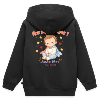 Meine Superkraft Einfach Sein - Kinder Premium Organic Zip Hoodie - Schwarz - Hinten - AI Model Kid Male (0cm)