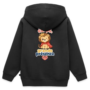 Kleiner umhangter Löwe, königliche Präsenz - Kinder Premium Organic Zip Hoodie - Schwarz - Hinten - AI Model Kid Male (0cm)