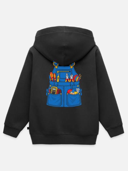 Elektriker Werkzeugschürze - Kinder Premium Organic Zip Hoodie - Schwarz
