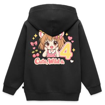 Cute Wild & 4 Leopard Girl Theme - Kinder Premium Organic Zip Hoodie - Schwarz - Hinten - AI Model Kid Male (0cm)