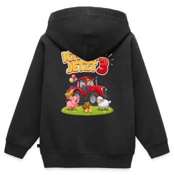 Ich bin jetzt 3 Traktor Bauernhof Geburtstag - Kinder Premium Organic Zip Hoodie - Schwarz - Hinten - AI Model Kid Male (0cm)
