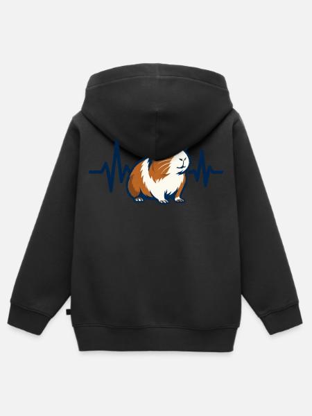 Herzschlag Meerschweinchen Shirt Geschenk - Kinder Premium Organic Zip Hoodie - Schwarz