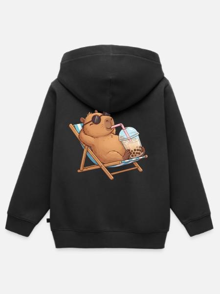 Capybara - Kinder Premium Organic Zip Hoodie - Schwarz