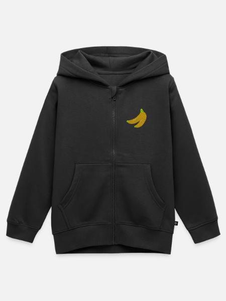 Bananen bestickt - Kinder Premium Organic Zip Hoodie - Schwarz