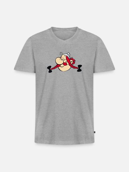 Asterix & Obelix - Obelix Face - Men's Premium Organic T-shirt with V-neck - heather grey