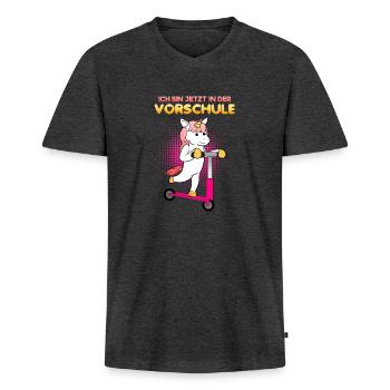 Vorschule Mädchen Vorschulkind - Männer Premium Bio T-Shirt mit V-Ausschnitt - Anthrazit meliert - Vorne - Nico (187cm)
