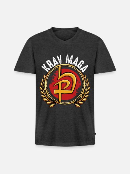 Krav Maga - Men's Premium Organic T-shirt with V-neck - heather anthracite