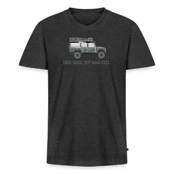 Dachzelt Offroad 4x4 Reisefahrzeug T-Shirt - Männer Premium Bio T-Shirt mit V-Ausschnitt - Anthrazit meliert - Vorne - Nico (187cm)