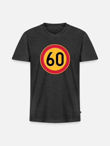 60 limit / speed limit - Men's Premium Organic T-shirt with V-neck - heather anthracite