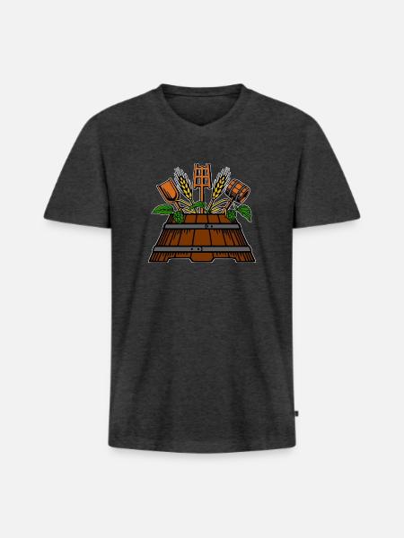 Brewer logo - Men's Premium Organic T-shirt with V-neck - heather anthracite