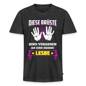 Diese Brüste Gehören Heißer Lesbe Heißen Lesbe - Männer Premium Bio T-Shirt mit V-Ausschnitt - Anthrazit meliert - Vorne - Nico (187cm)