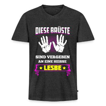 Diese Brüste Gehören Heißer Lesbe Heißen Lesbe - Männer Premium Bio T-Shirt mit V-Ausschnitt - Anthrazit meliert - Vorne - Nico (187cm)