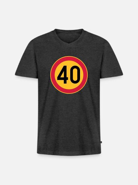 40 Limit / Tempolimit - Männer Premium Bio T-Shirt mit V-Ausschnitt - Anthrazit meliert